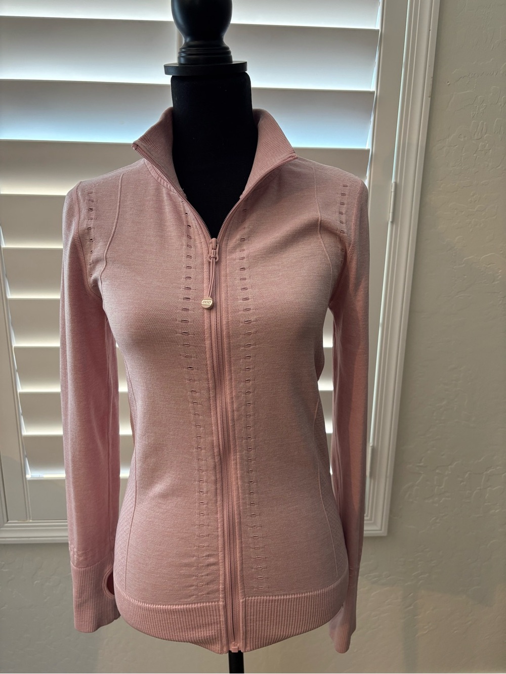 Lorna Jane Blush Pink Full-Zip Knit Jacket